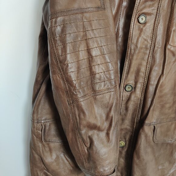 Danier Men's Brown Leather Jacket with Detachable Corduroy Extension Size XL Y2K - Picture 3 of 15